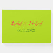 美しいピンクとグリーンのテーマ結婚ズ ゲストブック (正面)