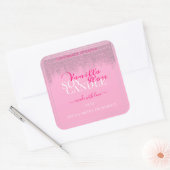 美しいピンクとシルバーの製品の包装ラベル スクエアシール (封筒)