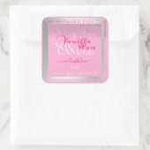 美しいピンクとシルバーの製品の包装ラベル スクエアシール (バッグ)