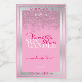 美しいピンクとシルバーの製品の包装ラベル フードラベル