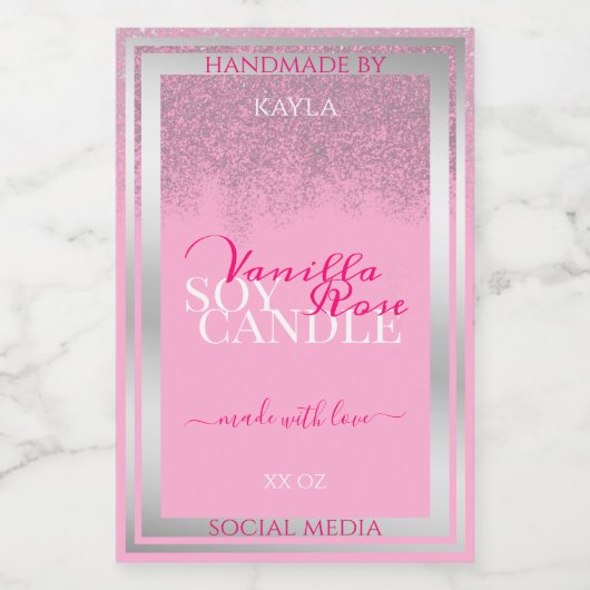 美しいピンクとシルバーの製品の包装ラベル フードラベル (シングルラベル)