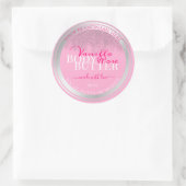 美しいピンクとシルバーの製品の包装ラベル ラウンドシール (バッグ)