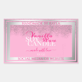 美しいピンクとシルバーの製品の包装ラベル 長方形シール