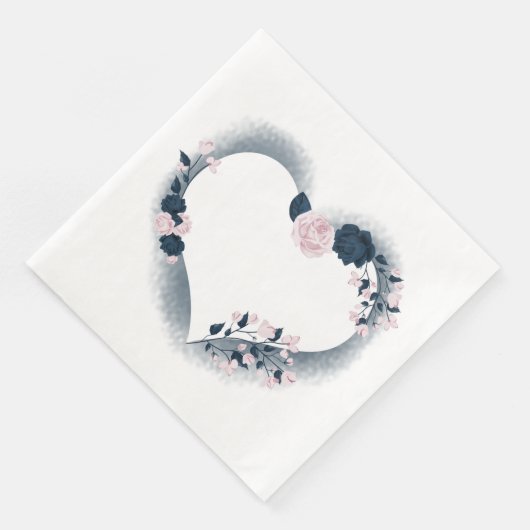 美しいピンクとネイビーのフローラハート (コーナー)