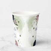 美しいピンクとネイビーブルーの花 紙コップ (右)