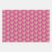 美しいピンクとバラ金ゴールドハート ラッピングペーパーシート (正面3)