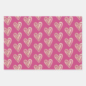 美しいピンクとバラ金ゴールドハート ラッピングペーパーシート (正面)