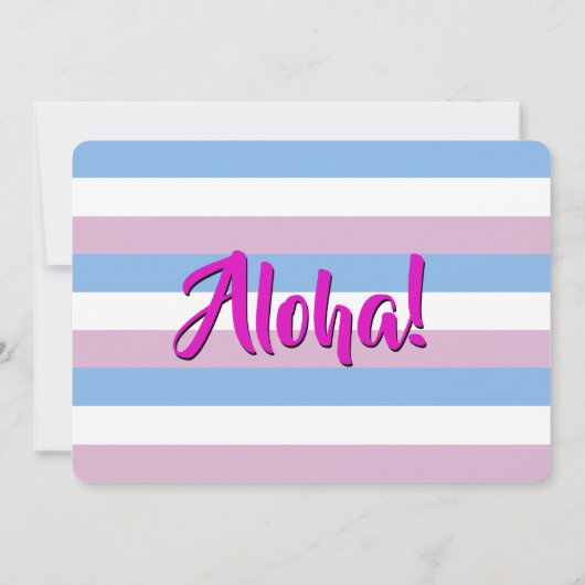 美しいピンクとブルーのアロハ誕生日パーティー 招待状 (裏面)