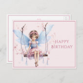 美しいピンクとブルーの妖精のスイング ポストカード (正面/裏面)