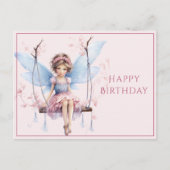 美しいピンクとブルーの妖精のスイング ポストカード (正面)