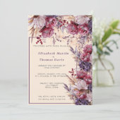 美しいピンクとメイヴのエレガント花 招待状 (スタンド正面)