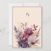 美しいピンクとモーブのエレガントな花 招待状 (裏面)