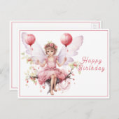 美しいピンクとラベンダーフェアリー保持バルーン ポストカード (正面/裏面)