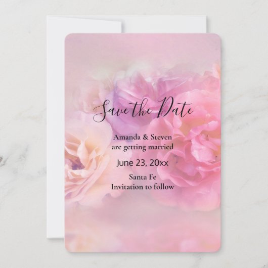 美しいピンクと白のカーネーションの写真 セーブザデート (正面)