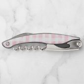 美しいピンクと白のチェック柄ストライプのブライダルシャワー ソムリエナイフ (裏面)