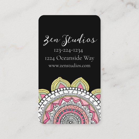 美しいピンクと白のヨガの名刺 名刺 (裏面)