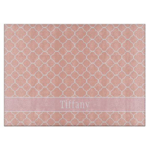 美しいピンクと白の装飾 カッティングボード (正面)