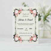 美しいピンクと白の赤面結婚フローラ 招待状 (スタンド正面)