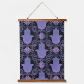 美しいピンクと紫のハンザハンド 吊り下げ型タペストリー (正面)