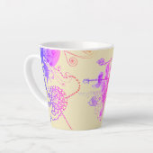 美しいピンクと紫のフローラ カフェラテマグ (左アングル)