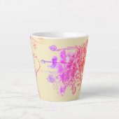 美しいピンクと紫のフローラ カフェラテマグ (正面)