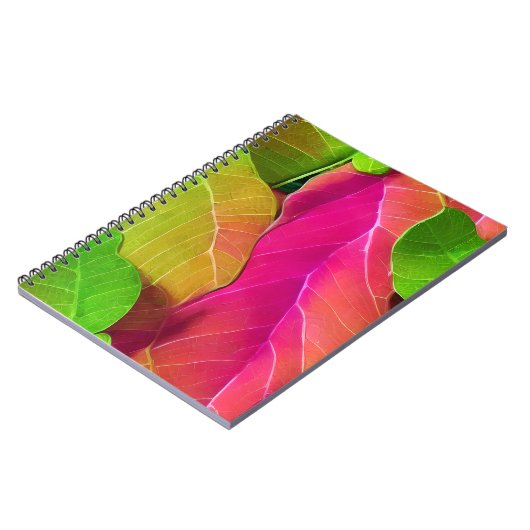 美しいピンクと緑の葉柄 ノートブック (左側)