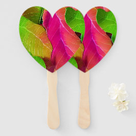 美しいピンクと緑の葉柄 ハンドファン