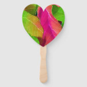 美しいピンクと緑の葉柄 ハンドファン (正面)