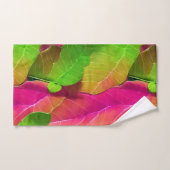 美しいピンクと緑の葉柄 バスタオルセット (ハンドタオル)