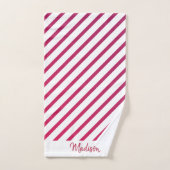 美しいピンクと赤のストライプ バスタオルセット (ハンドタオル)