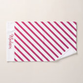 美しいピンクと赤のストライプ バスタオルセット (ハンドタオル)