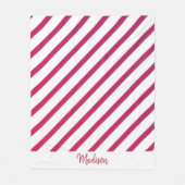 美しいピンクと赤のストライプ フリースブランケット (正面)