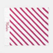 美しいピンクと赤のストライプ フリースブランケット (正面(横))