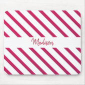 美しいピンクと赤のストライプ マウスパッド (正面)