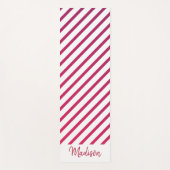 美しいピンクと赤のストライプ ヨガマット (正面)