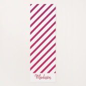 美しいピンクと赤のストライプ ヨガマット (裏面)