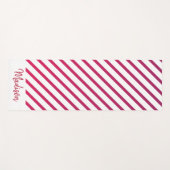 美しいピンクと赤のストライプ ヨガマット (正面(横))