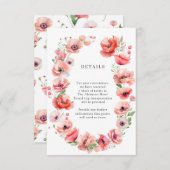 美しいピンクと赤のポピーの花のデザイン詳細 エンクロージャーカード (正面/裏面)