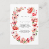 美しいピンクと赤のポピーの花のデザイン詳細 エンクロージャーカード (正面)