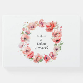 美しいピンクと赤のポピーの花のデザイン ゲストブック