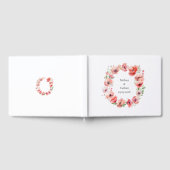 美しいピンクと赤のポピーの花のデザイン ゲストブック (全面)
