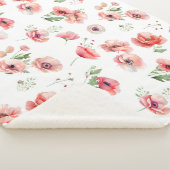 美しいピンクと赤のポピーの花のデザイン シェルパブランケット (3/4)