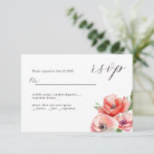 美しいピンクと赤のポピーの花のデザイン 出欠カード (スタンド正面)