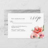 美しいピンクと赤のポピーの花のデザイン 出欠カード (正面/裏面)