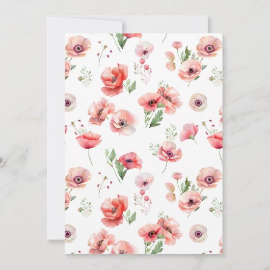美しいピンクと赤のポピー赤ちゃんシャワー招待状 招待状 (裏面)