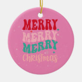 美しいピンクと赤2辺のオーナメント セラミックオーナメント (正面)