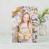 美しいピンクと金ゴールドクリスマスカード、写真の追加 シーズンカード (スタンド正面)