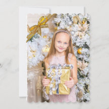 美しいピンクと金ゴールドクリスマスカード、写真の追加