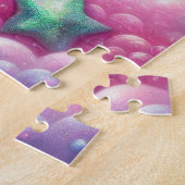 美しいピンクと青のユニコーン ジグソーパズル (側面)