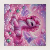 美しいピンクと青のユニコーン ジグソーパズル (横)